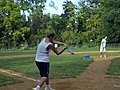 basball knocks out pitcher