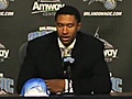 Orlando Magic rookie Justin Harper speaks to the media