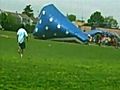 Raw Video: Childrens&#039; bounce house blows away