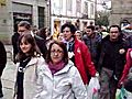 Los alumnos de la UCAM entran a la plaza del Obradoiro