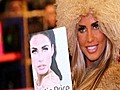 Katie Price wears furry hat for Asda book signing