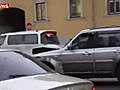 Crazy Driver in Moscow ramming and punching people