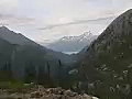 Royalty Free Stock Video SD Footage Scenic View of Mountains and Train Cars and Engines on the White Pass Railroad from Skagway,  Alaska