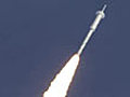 The Ares 1-X rocket blasts off