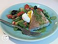 Fresh tuna salad nicoise with tapenade dressing