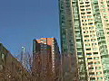 Royalty Free Stock Video HD Footage Pan Left to Tall Buildings in Jersey City,  New Jersey