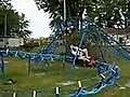 Ride on Blue Flash,  a backyard roller coaster!