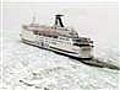 Ice strands ferry in the Baltic