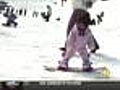 1-Year Old Ava Maria Snowboards Down Mammoth Mtn.