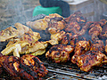 Grilled Mustard Chicken,  Corn On The Cob, And Pepper Salad