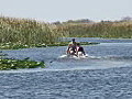 Royalty Free Stock Video HD Footage Two Boys in a Canoe at Holiday Park in the Everglades in Florida