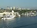 Royalty Free Stock Video HD Footage Boat Traffic and City Skyline on the Intracoastal Waterway in Ft. Lauderdale,  Florida