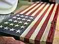 Painted American flags transform vintage barn wood