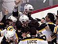 Bruins celebrate after final buzzer