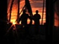 Fishing nets at sunset