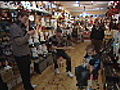 Bryan Brothers play in guitar shop