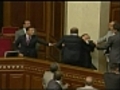 Ukrainian parliament members throw punches