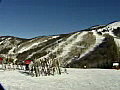 Royalty Free Stock Video SD Footage Zoom Out to Scenic View of Mountains,  Snow and Slopes in Steamboat Springs, Colorado