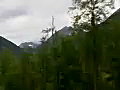 Royalty Free Stock Video SD Footage Scenic View of Mountains and Train Cars on the White Pass Railroad from Skagway,  Alaska