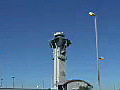 Royalty Free Stock Video HD Footage Close up View of Control Tower  at Los Angeles Airport in California