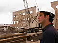 Royalty Free Stock Video SD Footage General Contractor Watches Heavy Equipment at a Construction Site in Ft. Lauderdale,  Florida