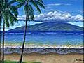 Hawaiian Beach Sunset Moon Painting Ben Saber Maui Hawaii