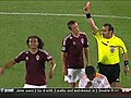 RED CARD: Amarikwa sent off after whistle