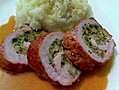 Stuffed And Rolled Pork Tenderloin With Dijon Pan Jus