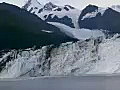 Royalty Free Stock Video SD Footage Pan Left and Right of a Large Glacier in College Fjord,  Alaska