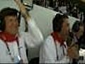 El ex seleccionador muestra su euforia ante el gol de Puyol
