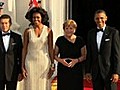 Obamas greet Angela Merkel before state dinner