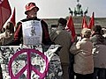 Die Linke protestiert in Berlin