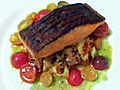 Crispy Skin Salmon On Warm Potato Mushroom Salad