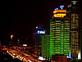 Shanghai City Night View With Heavy Traffic Stock Footage