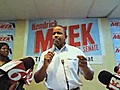 Kendrick Meek starts his bus tour campaign in Orlando,  FL.