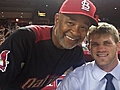 Ozzie Smith chats on the field