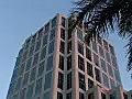 Royalty Free Stock Video HD Footage Glass Windows and Office Building at Sunset in Downtown Ft. Lauderdale,  Florida