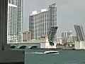 Royalty Free Stock Video HD Footage Boat Traffic and City Skyline on the Intracoastal Waterway in Miami,  Florida