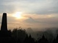 Timelapse of sunrise in Borobudur temple