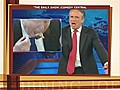 Jon Stewart shows Trump how to eat pizza