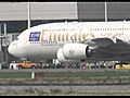 Airbus A380 Emirates First Landing - Water cannon salute - Take Off Rome FCO-LIRF A6-EDJ [HD]