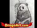 How to draw a realistic panda,  step by step