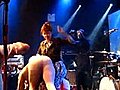 Susan Sarandon on stage with Of Montreal