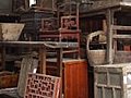 Unrestored Chinese Antique Furniture In Storage Stock Footage