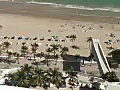 Royalty Free Stock Video HD Footage Pan Up to Fort Lauderdale Beach as Viewed from the 29th Floor of a Condo