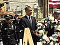 Obama Lays Wreath At Ground Zero