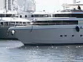 Royalty Free Stock Video HD Footage Luxury Yacht Maneuvers at the Dock in Ft. Lauderdale,  Florida