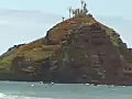 Royalty Free Stock Video SD Footage Zoom Out From Island and Ocean on South Coastline Near Hana in Maui,  Hawaii