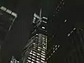 Royalty Free Stock Video HD Footage Tall Building at Night in New York City