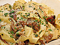 Pappardelle with Spicy Sausage and Mixed Wild Mushrooms